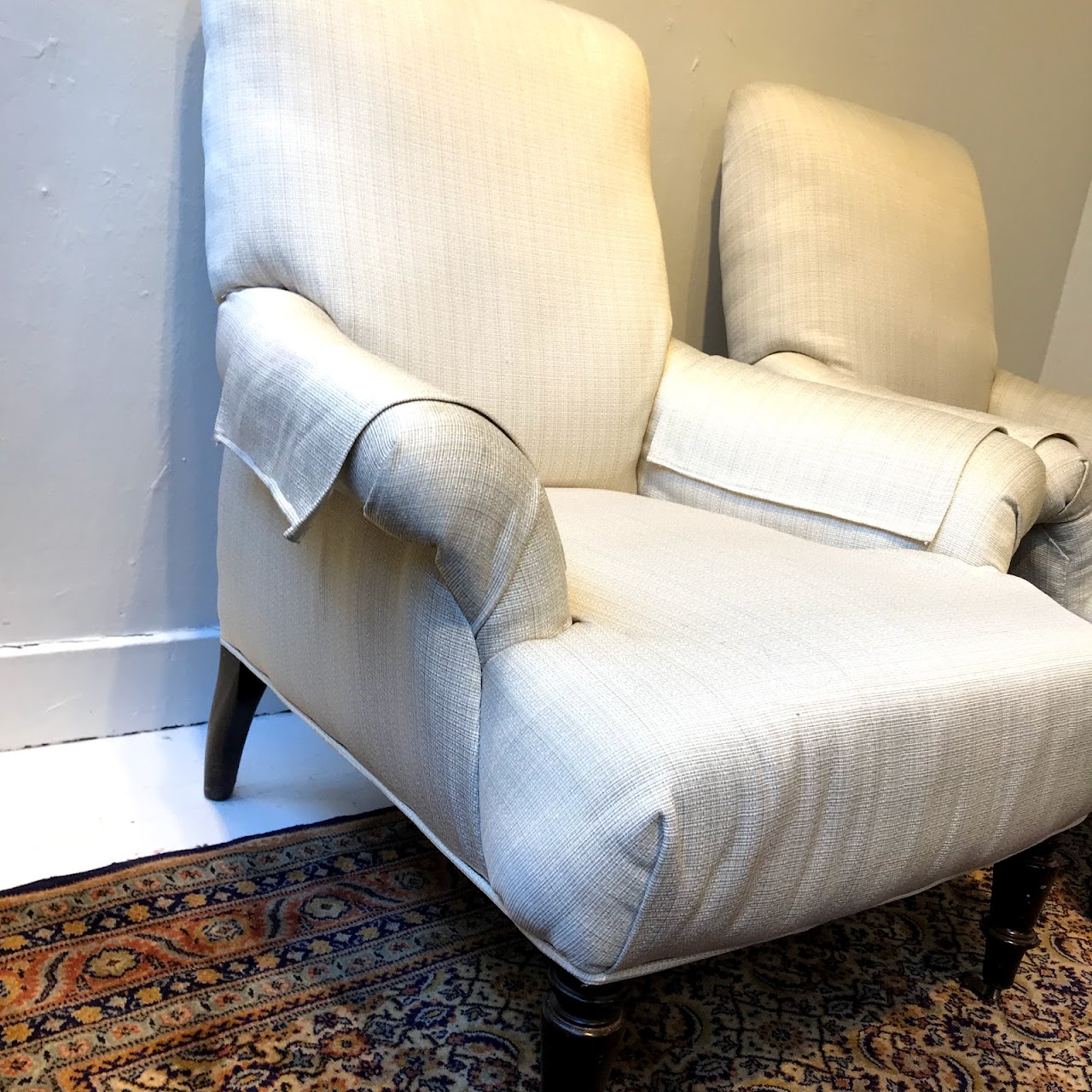 Restoration Hardware English Roll-Arm Chair Pair