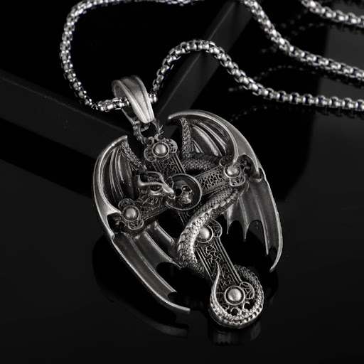 Title 2, Mens Stainless Steel Retro Pendant Sweater Cha...