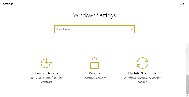 W ustawieniach systemu Windows wybierz Prywatność