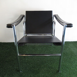 Modern Leather and Chrome Armchair