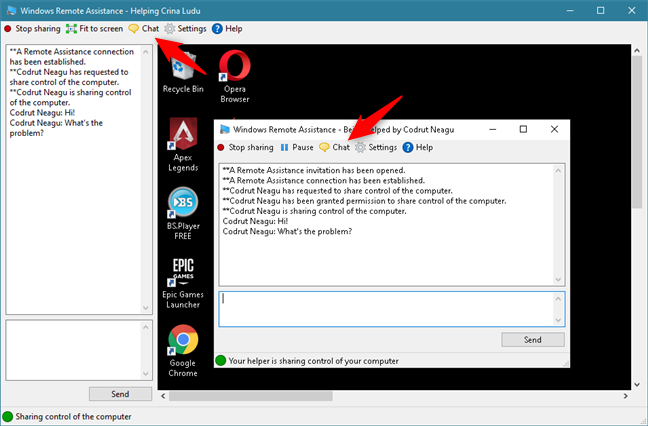 Uso de la función de chat de Asistencia remota de Windows