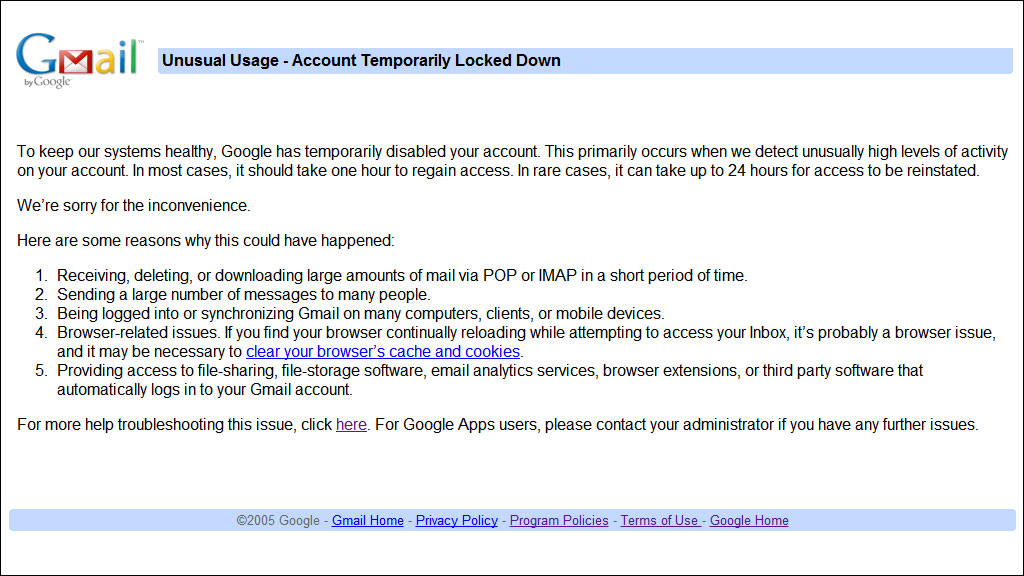 Unusual Usage - Account Temporarily Locked Down