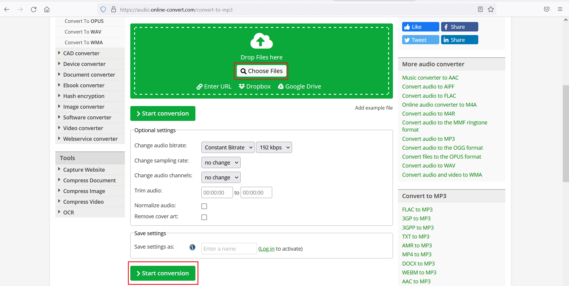 Convertir audio en línea.  Cómo convertir WAV a MP3