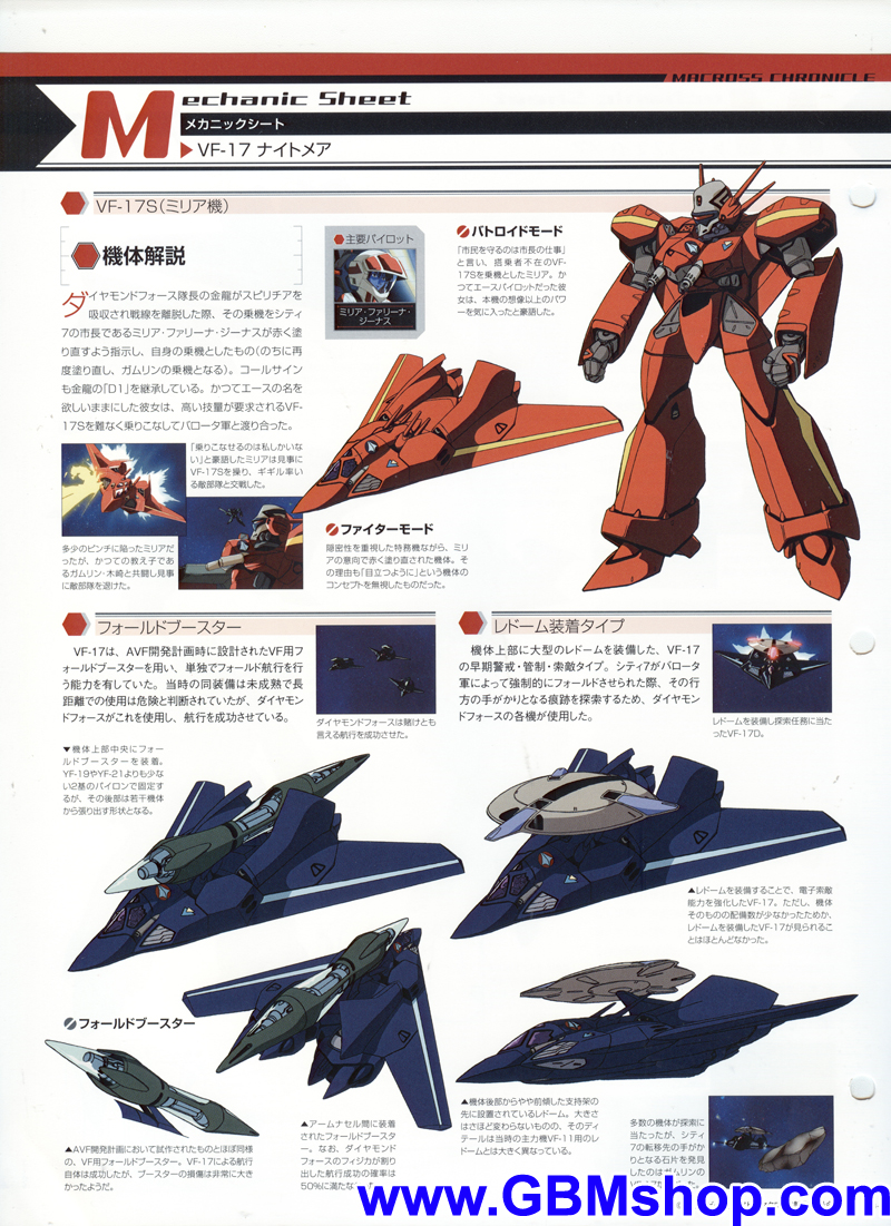 Macross 7 VF-17 Nightmare Mechanic & Concept Macross Chronicle