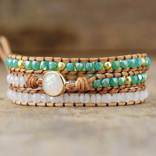 Title 3, Synthetic Opal Crystal 3-Layer Wrap Bracelet, a...
