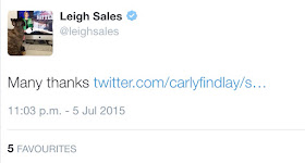 Leigh Sales tweet to Carly findlay