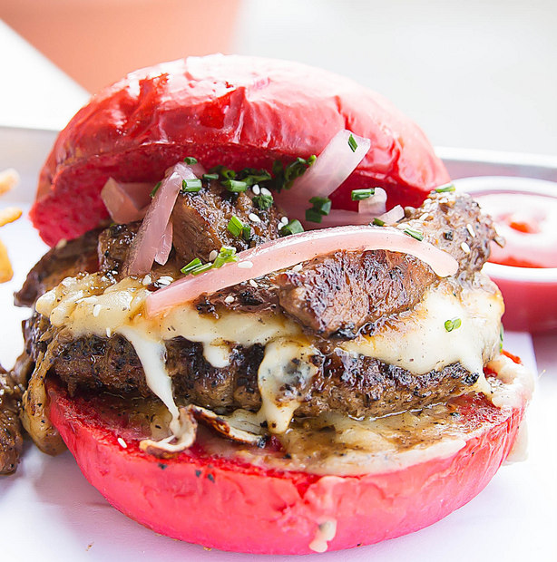 photo of a KBBQ Poutine Burger