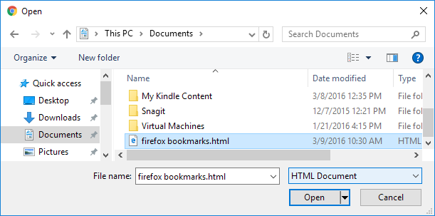 นำเข้าบุ๊คมาร์ค firefox