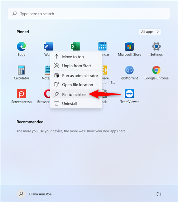 วิธีปักหมุดทางลัดไปยังทาสก์บาร์ใน Windows 11 จากแอพที่ปักหมุดในเมนูเริ่ม