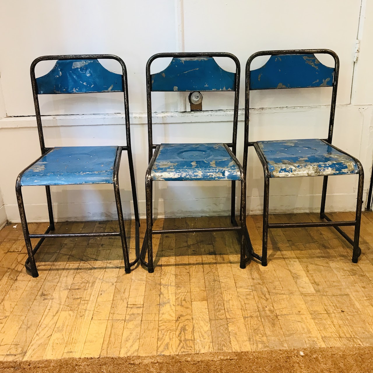 Vintage Steel Bistro Chair Trio