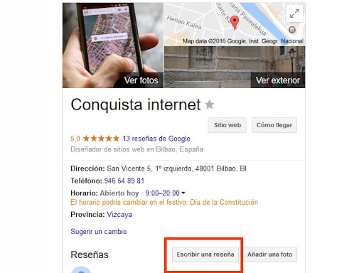 Reseñas Google Conquista internet