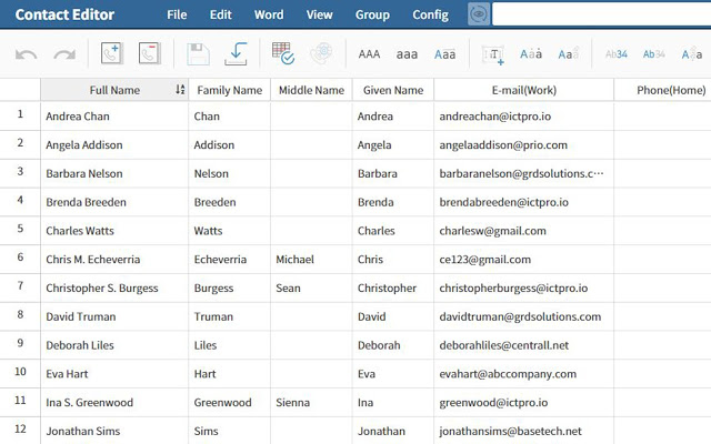 Screenshot of Contact Editor for Google Contacts