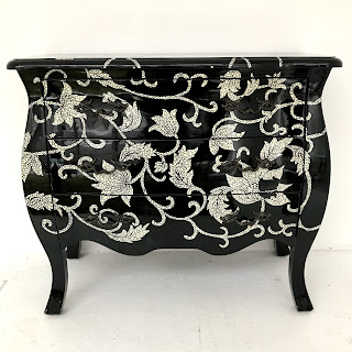 Lacquered Three Drawer Bombe Chest
