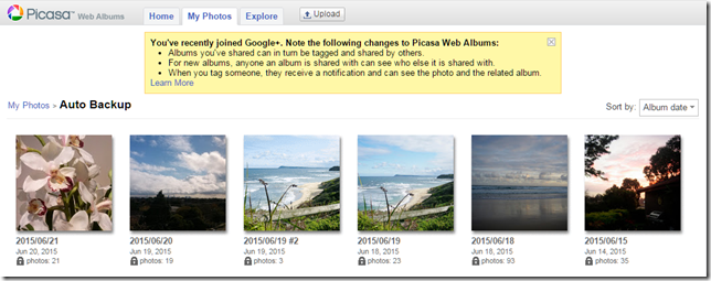 A picasa web album view of my photos