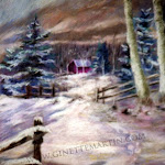 Pistes dans la neige, pastel sec, 16 x 12 po.