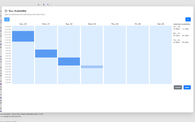Your Availability chrome extension