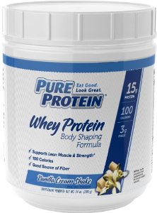  Pure Protein Natural Whey Protein,  Vanilla Cream Shake, 14 Ounce