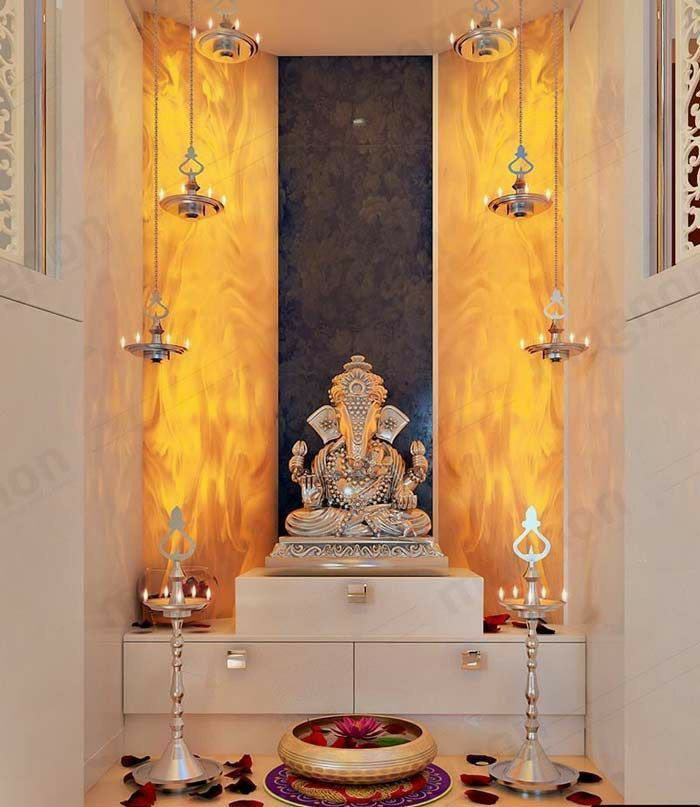 TRY THIS SPACE SAVING MODERN POOJA UNITS THAT CAN FIT INTO ANY CORNER!!