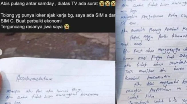 Pedih, Suami Temukan Surat Perpisahan dari Istri di atas TV, Isinya Bikin Nyesek