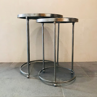 Stone Top Nesting Table Pair #1