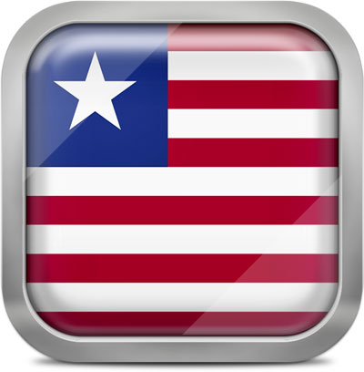 Liberia square flag with metallic frame