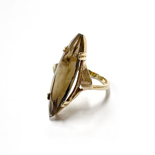 14K Gold & Etched Smoky Quartz Ring