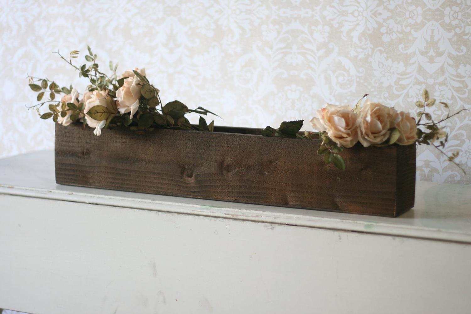 Rustic Planter Box Wedding Centerpiece Vase Vintage Shabby Chic Inspired