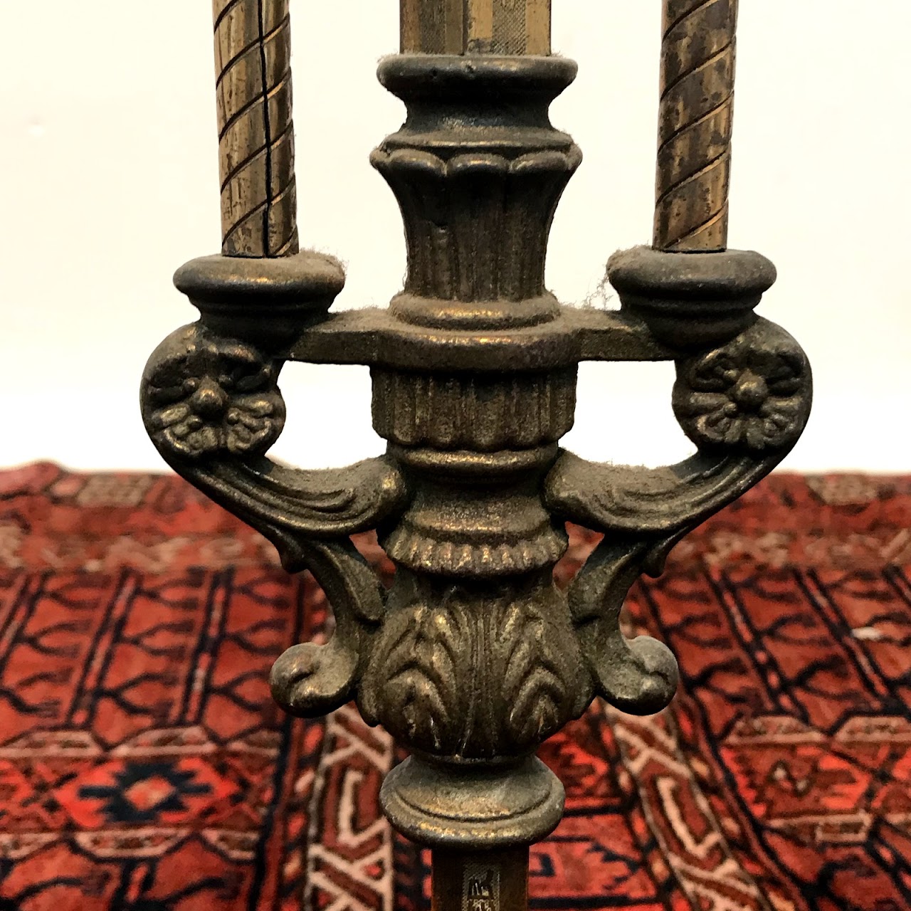 Marble and Brass Pedestal Side Table