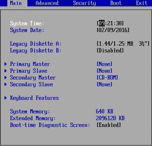 Définir l'heure système correcte dans le BIOS