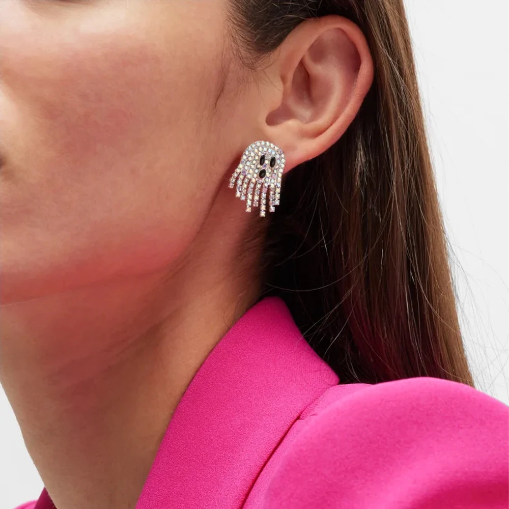 Bunte Kristall Geist Ohrringe Einzigartiger Schmuck für Geisterfans Funkelnde Ohrhänger Bringen Farbe und Glanz in Dein Outfit Ideales Geschenk