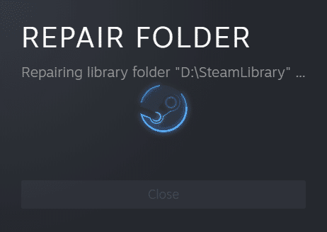 Réparation du dossier de la bibliothèque en cours.  Réparer le fichier de contenu Steam verrouillé