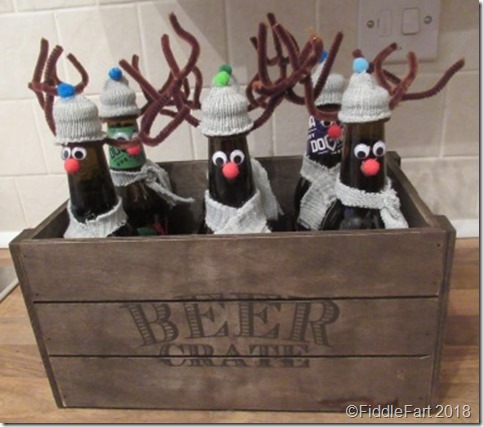 reindeer beer bottles in crate