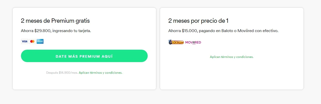 Landing page Promocion Spotyfy Colombia