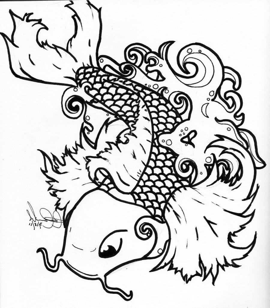 japanese koi fish drawing