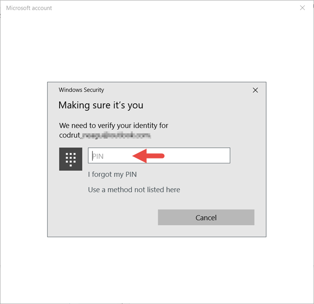 Windows 10, password utente