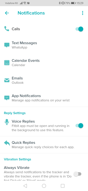 Configuración de notificaciones en Fitbit Versa 2