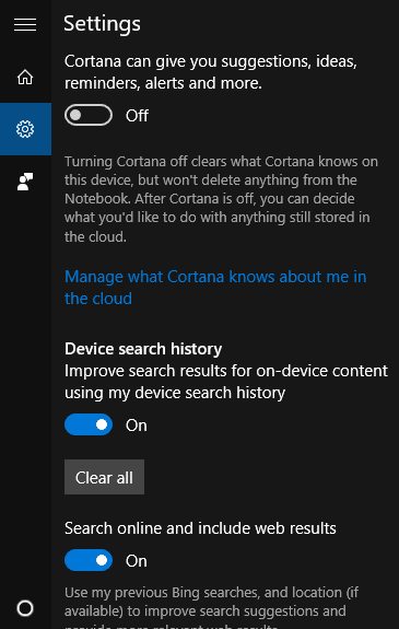 cài đặt cortana