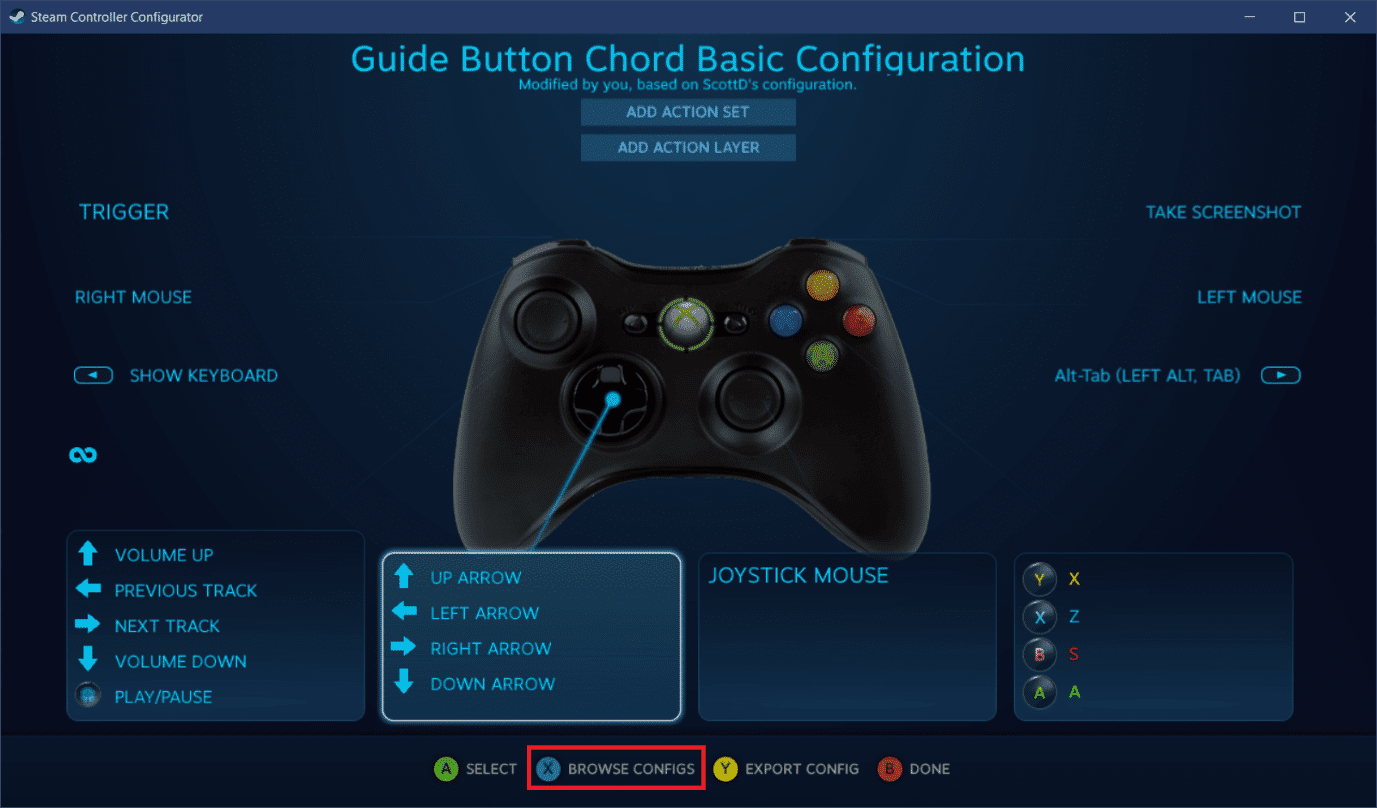 Para aplicar la configuración, haga clic en Examinar configuraciones