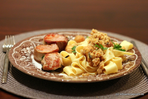 Schweinefilet mit Tagliatelle und Maronensauce - Schöner Tag noch! Food ...