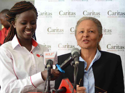 Central Bank of Kenya Deputy Governor Sheila M'Mbijiwe during the launch of Caritas Micro-finance Bank at The Holy Family Basilica in Nairobi on 20/04/2017. It is the first ever to be owned by the Catholic Archdiocese of Nairobi.