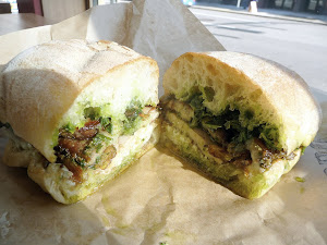 Lardo's signature porchetta sandwich with caper aioli, gremolata, Lardo west, bringing the fat back, Portland restaurant, sandwich restaurant