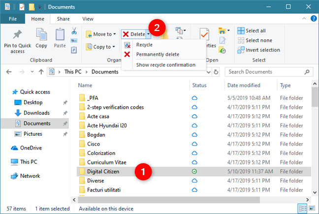 Xóa các mục bằng File Explorer