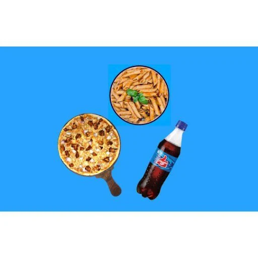 Non Veg Pizza With Pasta And Cold Drink