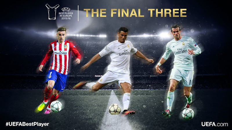 Bale, Griezmann y Ronaldo, finalistas del premio UEFA al Mejor Jugador de Europa