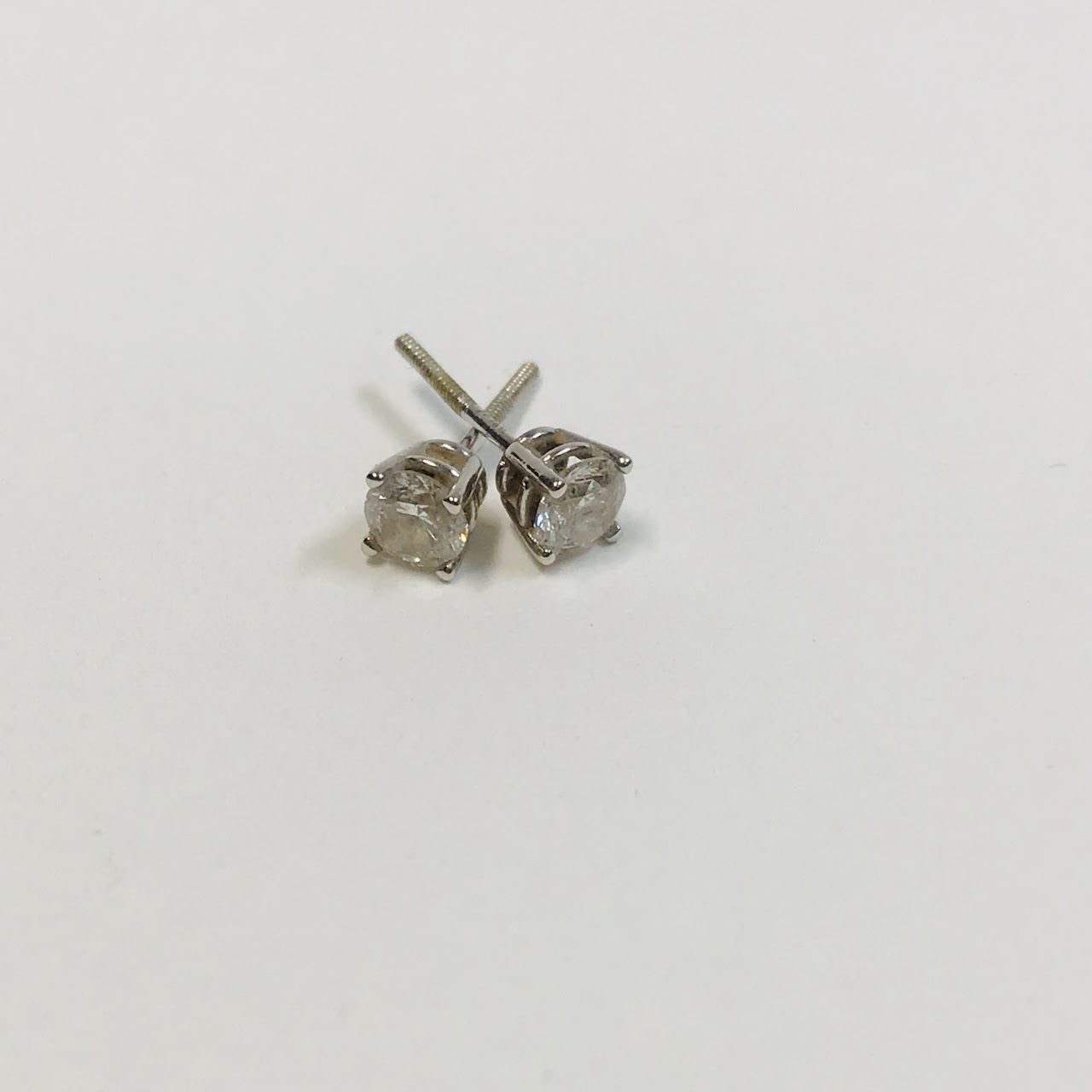 14K White Gold and Diamond Stud Earrings