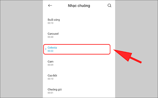 Chọn nhạc chuông mong muốn và nhấn OK