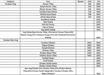 The Royal Barbeque menu 