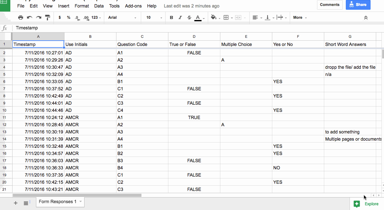 Google Form Results Chart