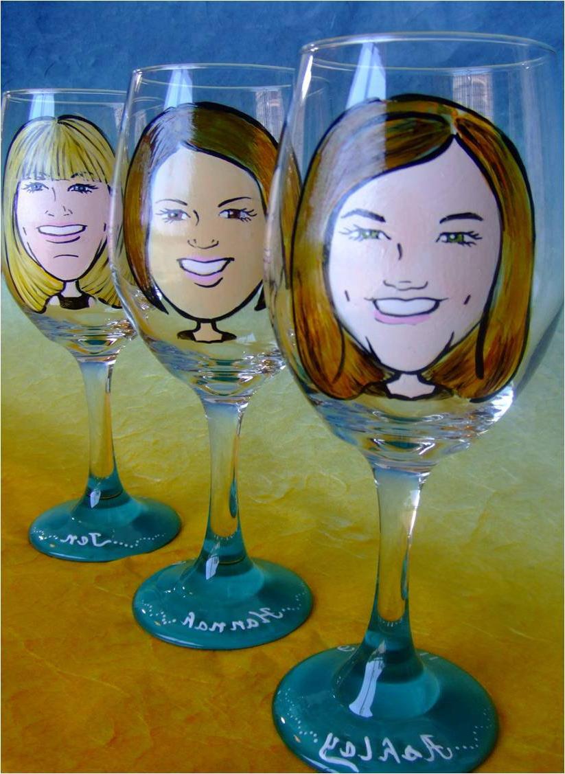 Caricature Wine Glasses - SET