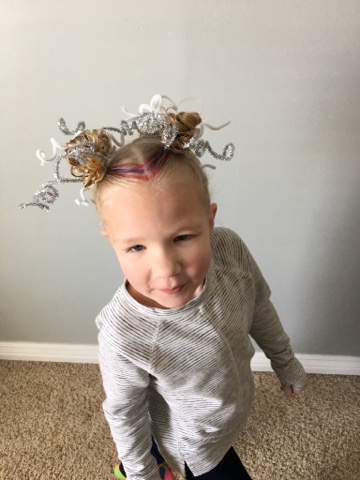 Joined By Our Heart Strings: Crazy hair day